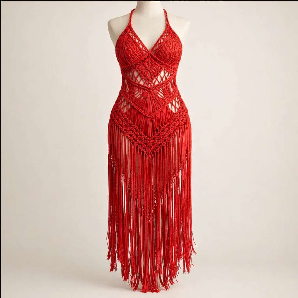 Vestido Casual Macramê